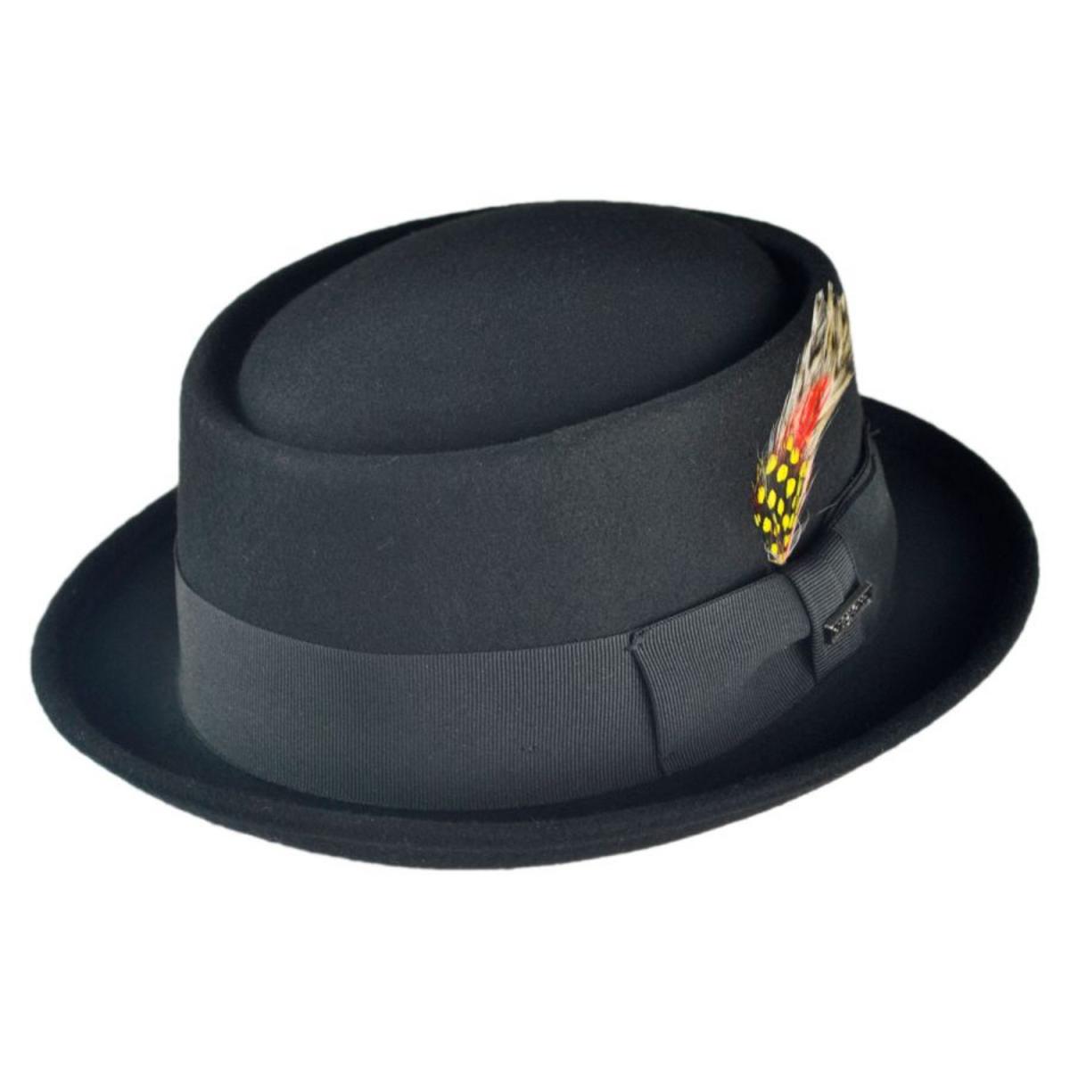 Jaxon Hats | Wool Felt Pork Pie Hat | 135065 | lead | BLACK