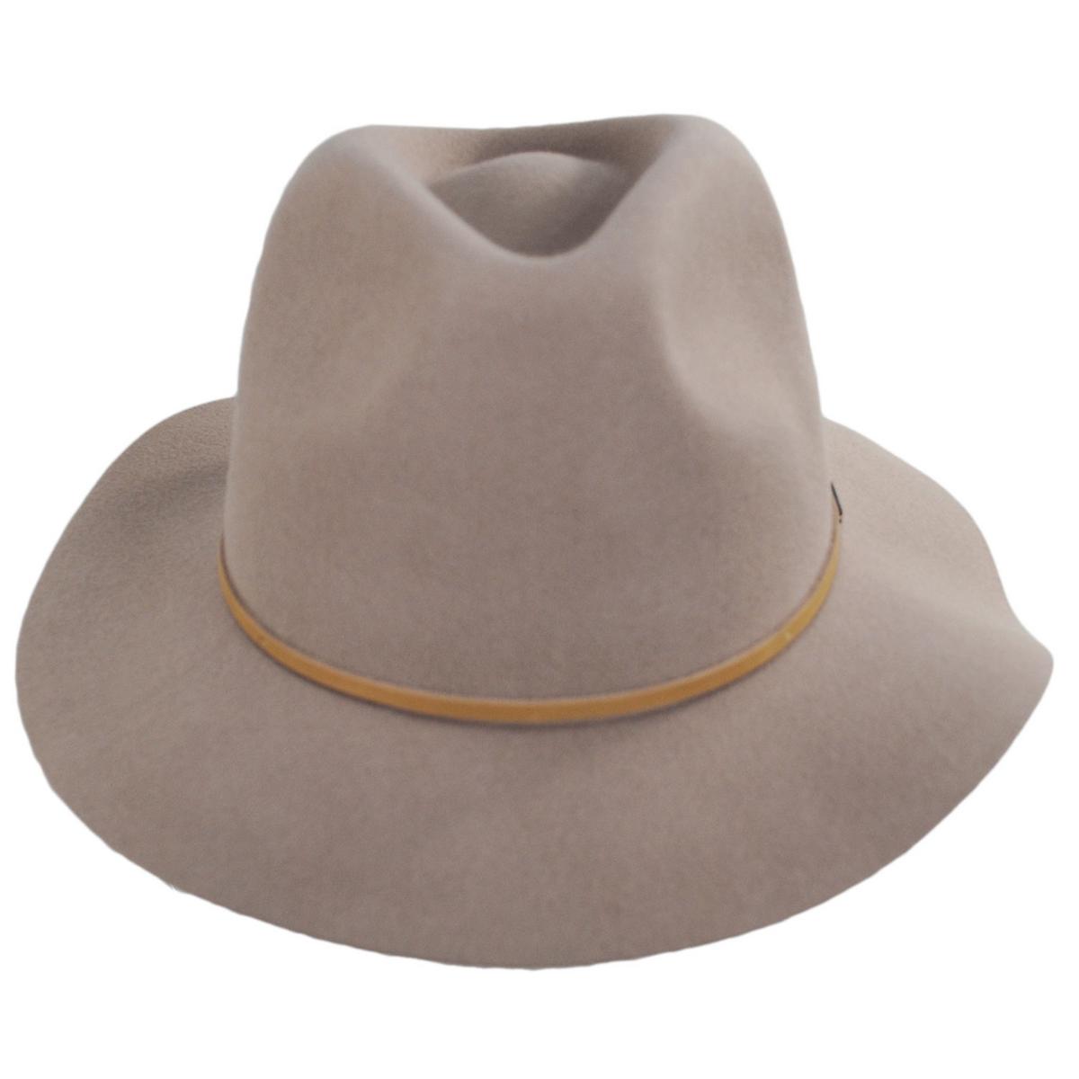 BRIXTON HATS | Wesley Wool Felt Floppy Fedora Hat - Dark Tan | 135610DT | front | DARK TAN