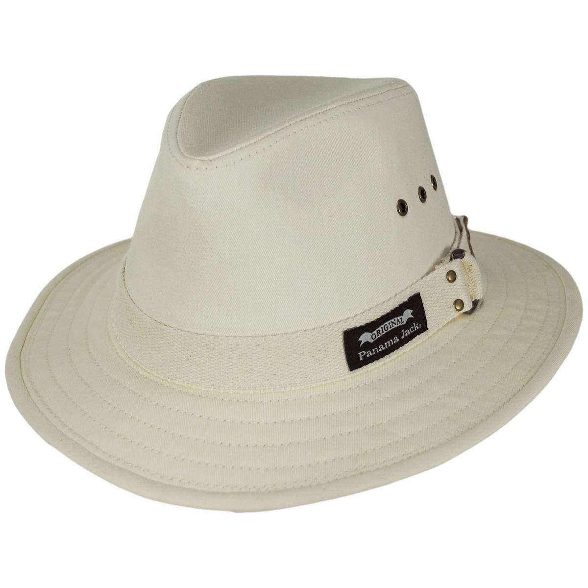 Panama Jack | Cotton Canvas Safari Fedora Hat | 400601 | lead | NATURAL