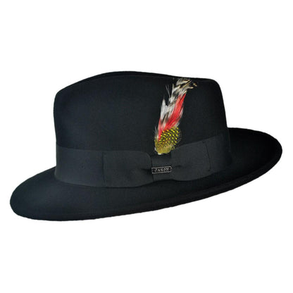Jaxon Hats | Wholesale C-Crown Crushable Wool Felt Fedora Hat B2B Pre-Pack | B2B135003 | profile | BLACK