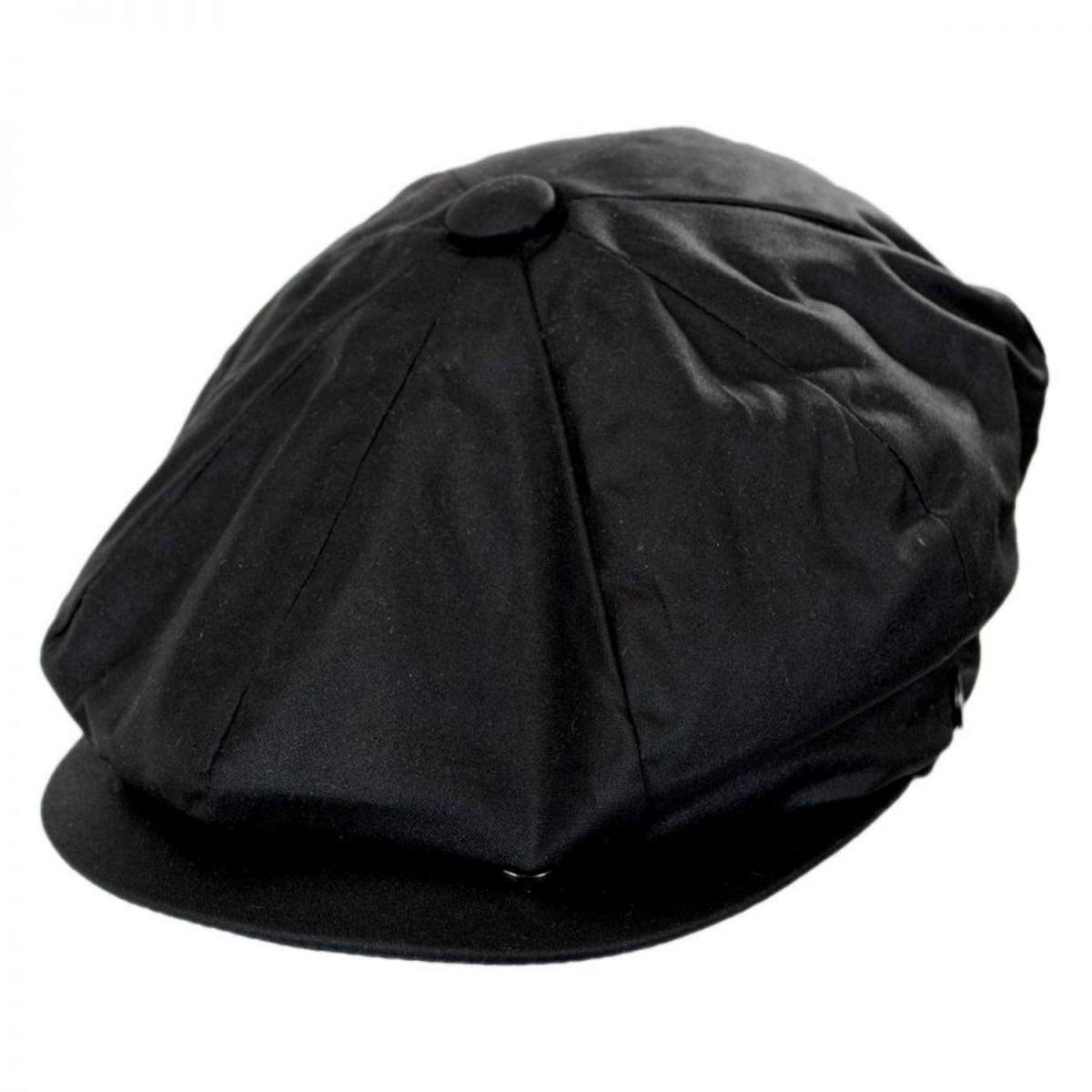 Jaxon Hats | Waxed Cotton Newsboy Cap | 167776 | lead | BLACK