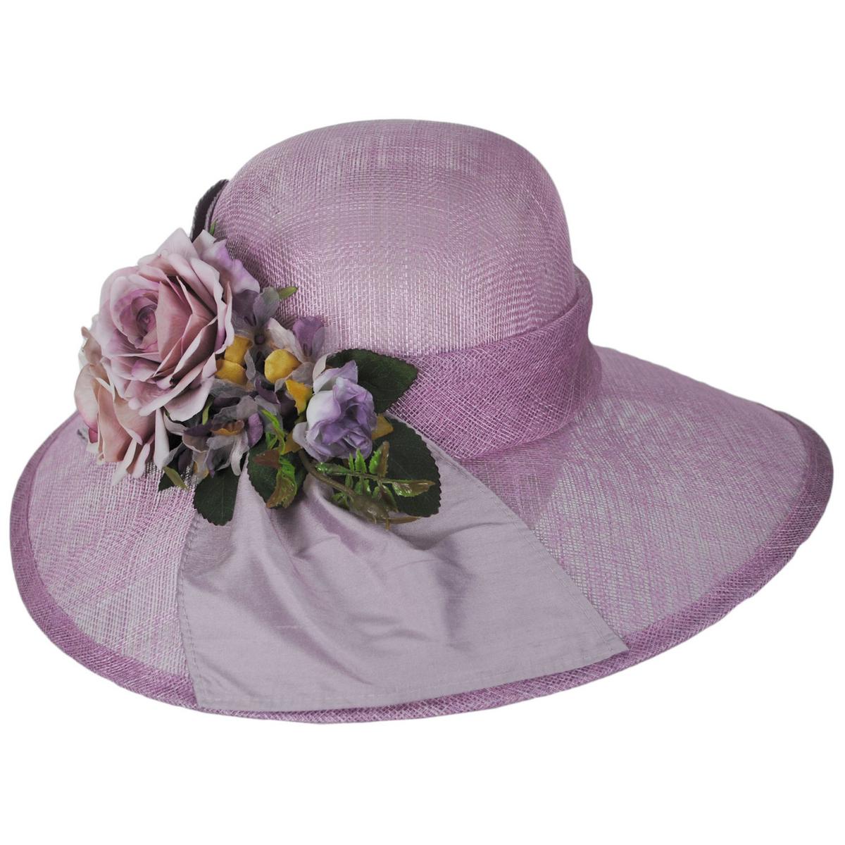 Toucan Collection | Dry Rose Sinamay Straw Dress Hat - Made to Order | 121648 | front | LAVENDER