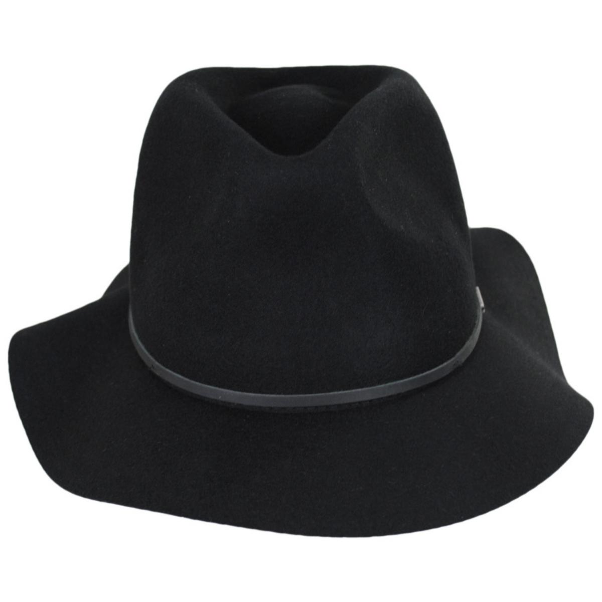 BRIXTON HATS | Wesley Packable Wool Felt Fedora Hat - Black/Black | 135638BB | front | BLACK/BLACK