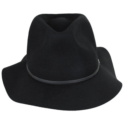 BRIXTON HATS | Wesley Packable Wool Felt Fedora Hat - Black/Black | 135638BB | front | BLACK/BLACK