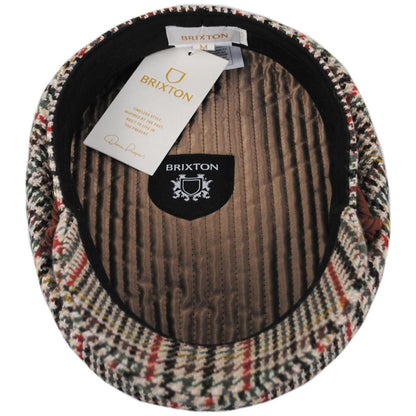 BRIXTON HATS | Wool Blend Houndstooth Plaid Fiddler Cap | 181360 | under | SAND/ADRENALINE RUSH/WILD GREE