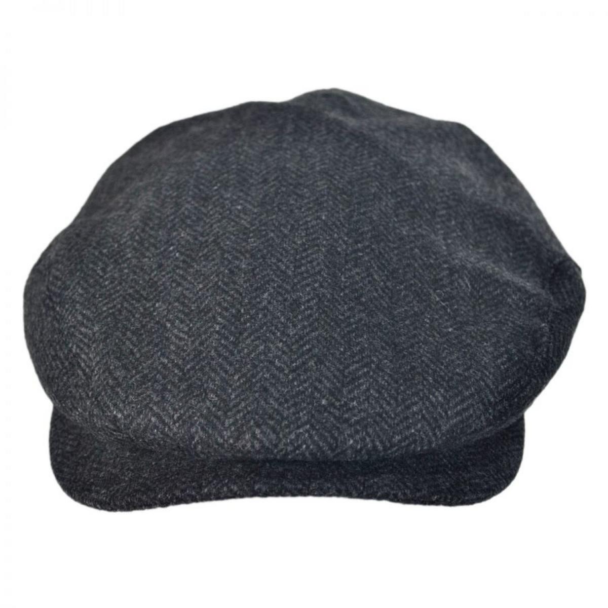 Jaxon Hats | Square Bill Herringbone Wool Ivy Cap | 167755 | front | CHARCOAL