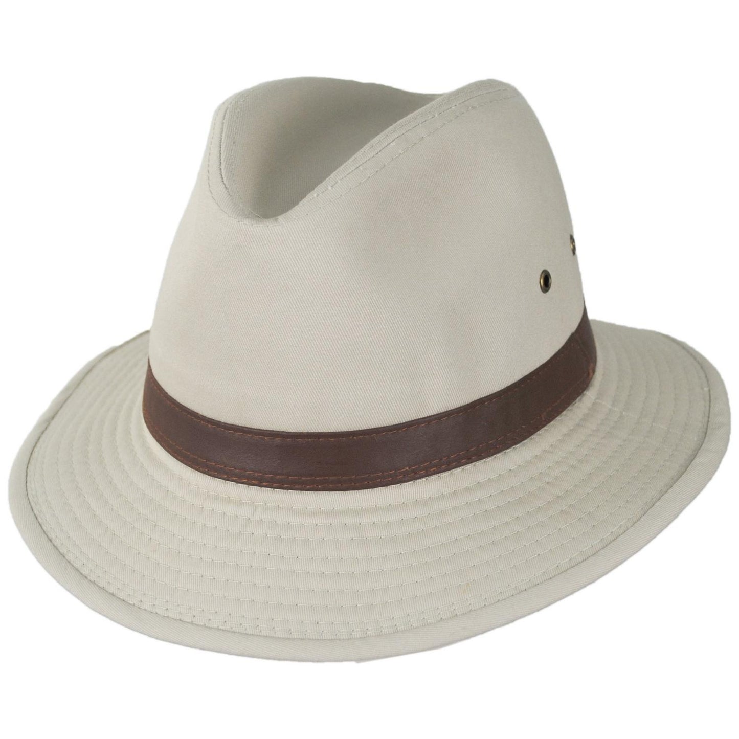 Dorfman Pacific | Packable Cotton Twill Safari Fedora Hat | 140215 | lead | PUTTY