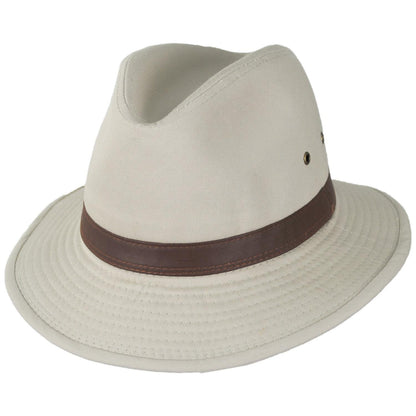 Dorfman Pacific | Packable Cotton Twill Safari Fedora Hat | 140215 | lead | PUTTY