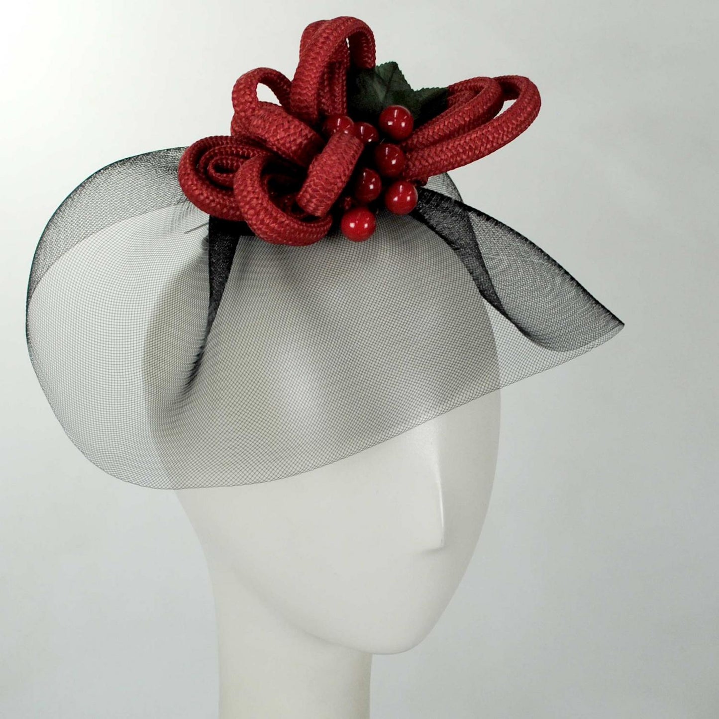 Kathy Jeanne | Cherries Jubilee Fascinator Hat | 122465 | profile | BLACK/RED