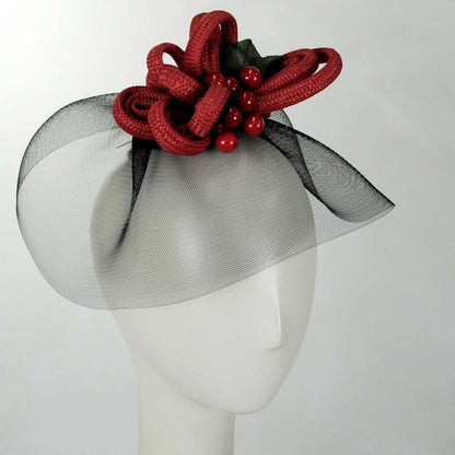 Kathy Jeanne | Cherries Jubilee Fascinator Hat | 122465 | profile | BLACK/RED