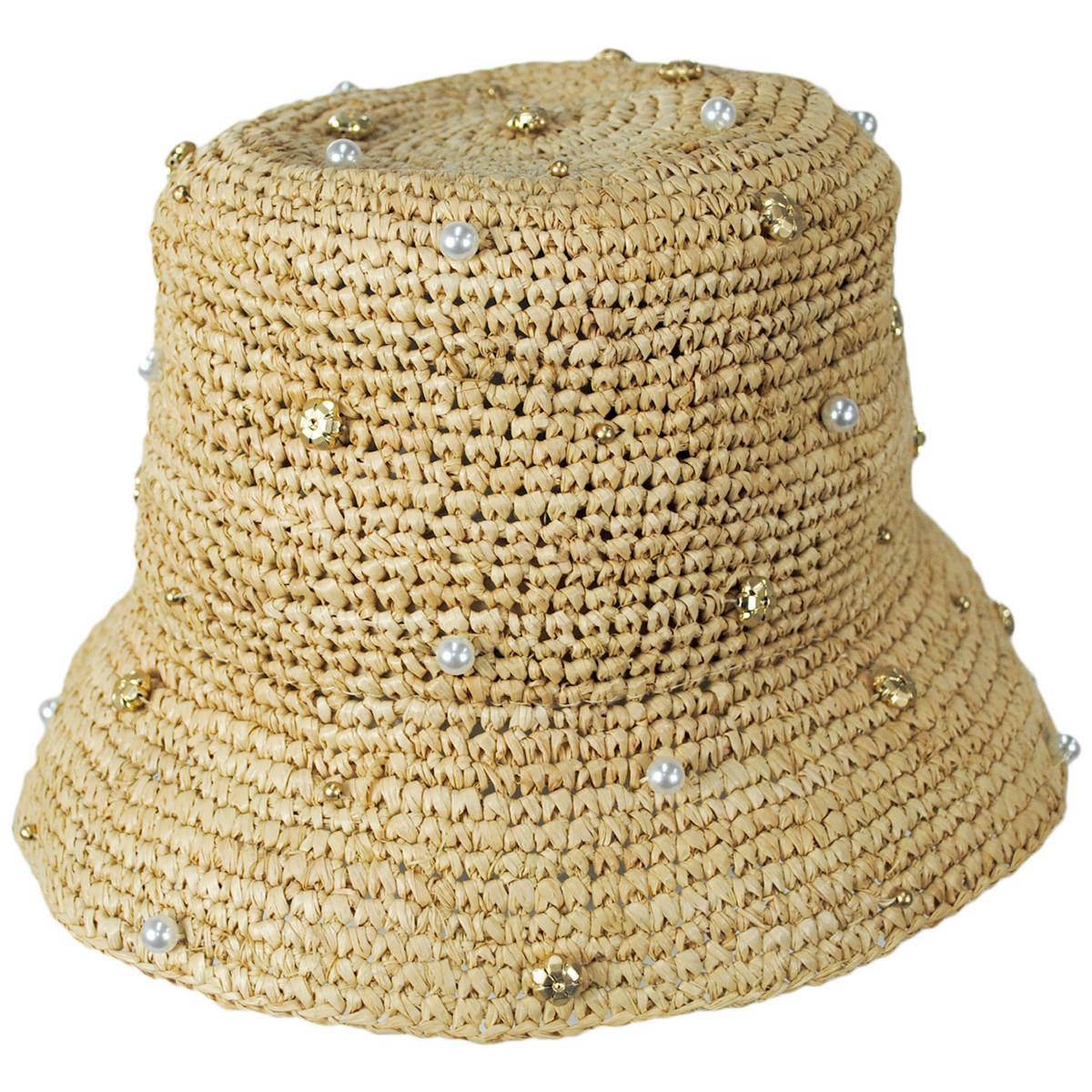 NIKKI BEACH | Pearle Raffia Straw Bucket Hat | 102656 | lead | NATURAL