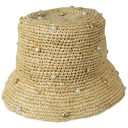 NIKKI BEACH | Pearle Raffia Straw Bucket Hat | 102656 | lead | NATURAL
