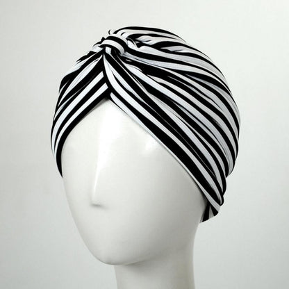 Jeanne Simmons | Striped Soft Poly Turban | 106531 | lead | WHITE