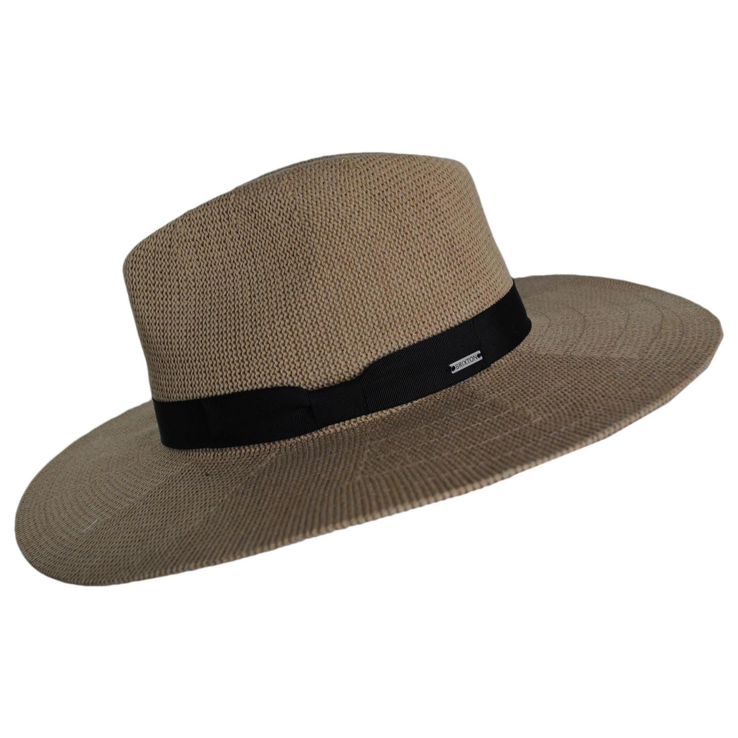 BRIXTON HATS | Lyons Cotton Knit Fedora Hat - Spring | 107408SS | profile | DARK TAN/BLACK