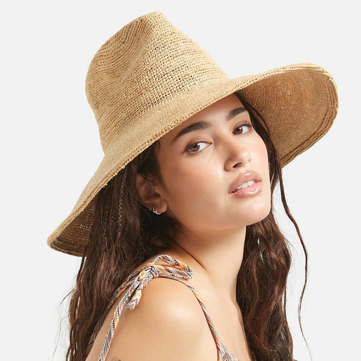 BRIXTON HATS | Helena Raffia Straw Fedora Hat | 104064 | lsftwo | TAN