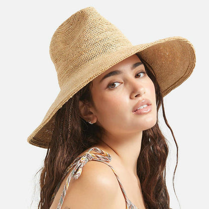 BRIXTON HATS | Helena Raffia Straw Fedora Hat | 104064 | lsftwo | TAN