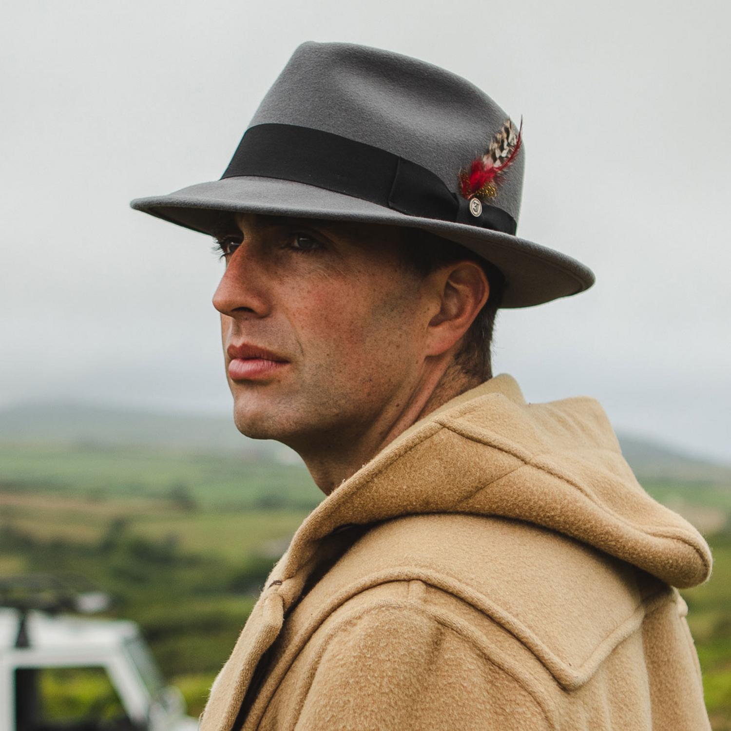 Jaxon Hats | C-Crown Crushable Wool Felt Fedora Hat | 135003 | lsmtwo | GREY