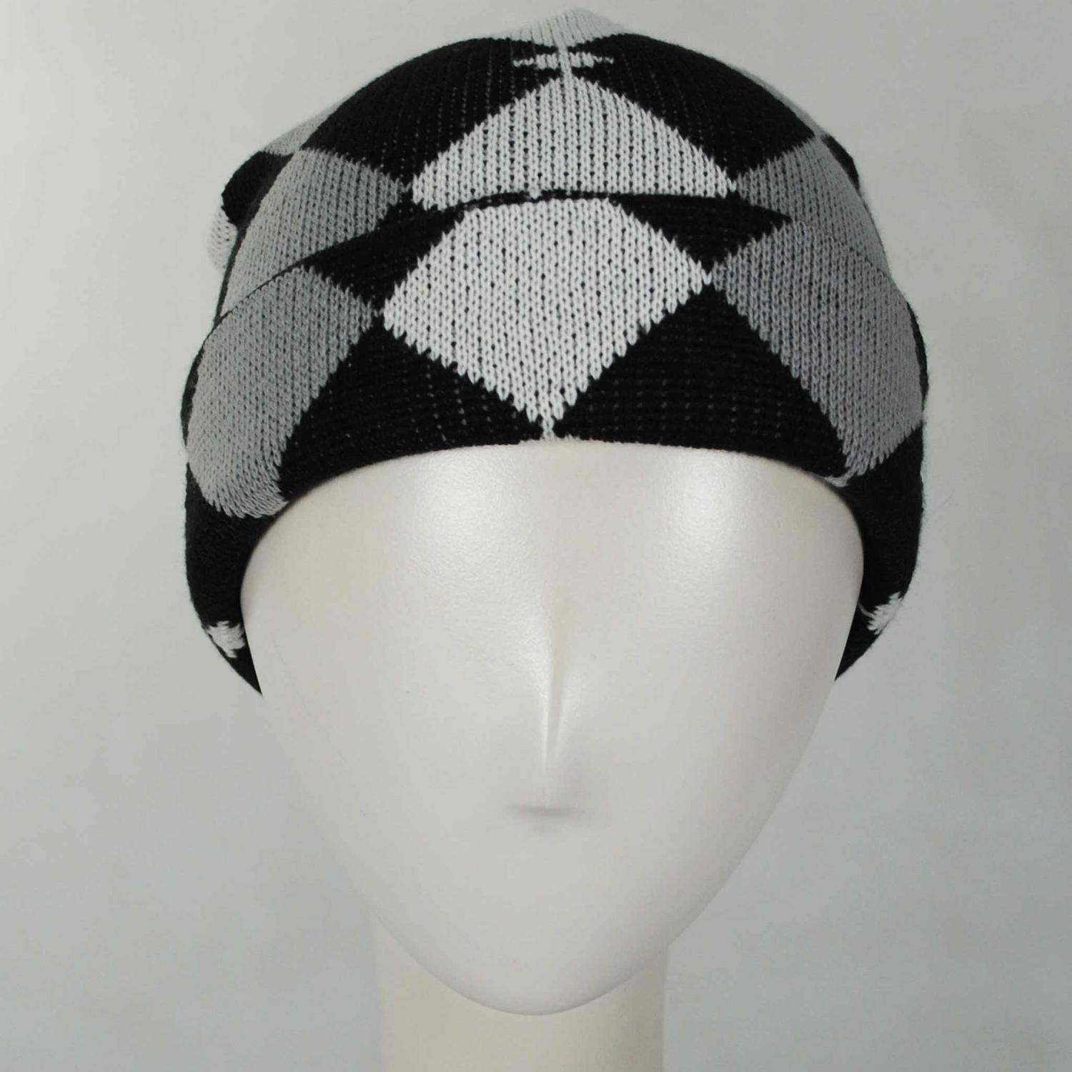 Kangol | Argyle 2-Way Pull-On Beanie Hat | 500407 | front | BLACK