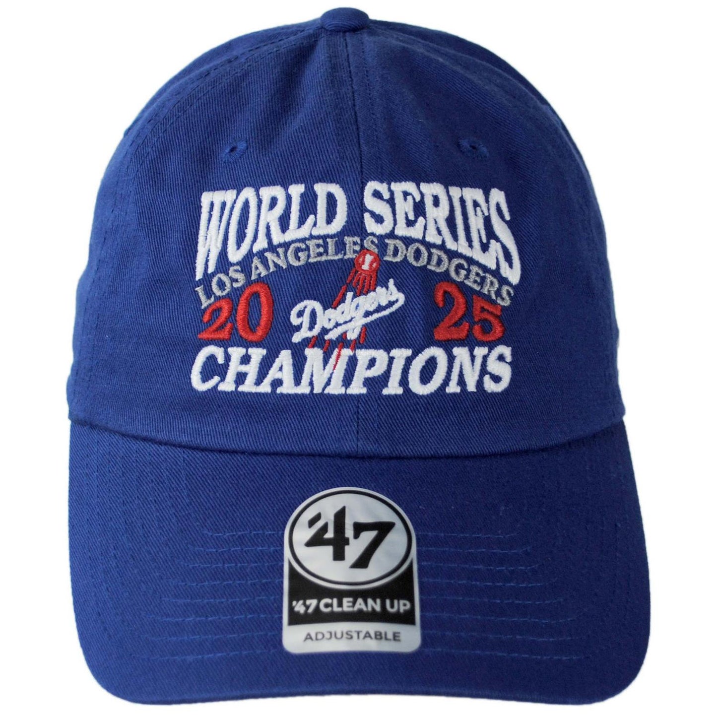 47 Brand | World Series Champs Los Angeles Dodgers MLB Clean Up Strapback Baseball Cap Dad Hat | 203059 | front | ROYAL