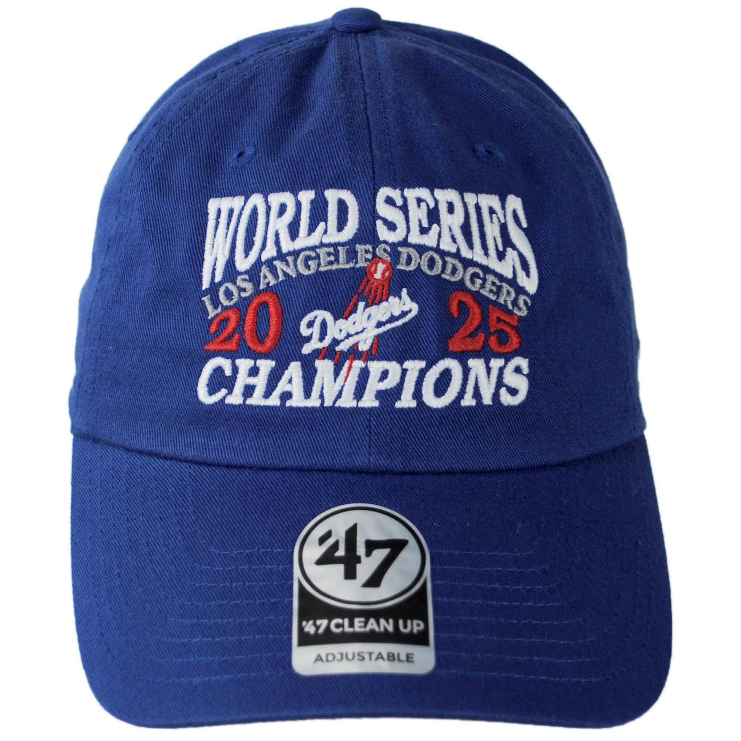 47 Brand | World Series Champs Los Angeles Dodgers MLB Clean Up Strapback Baseball Cap Dad Hat | 203059 | front | ROYAL