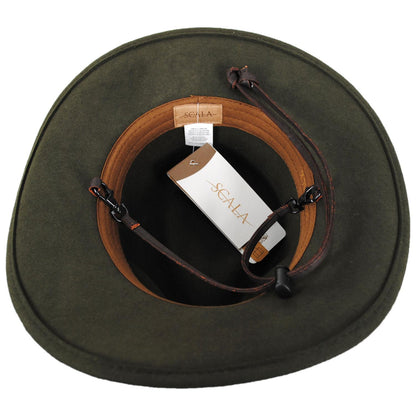 Scala | Stampede Wool Crushable Outback Hat | 130478 | under | OLIVE