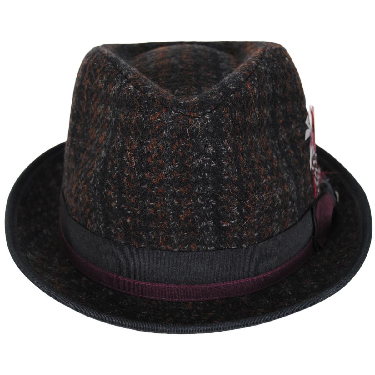 Scala | Regent Tweed Wool Blend Fedora Hat | 140172 | front | BROWN