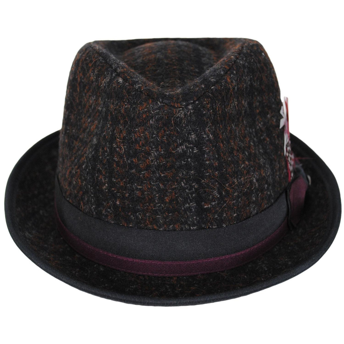 Scala | Regent Tweed Wool Blend Fedora Hat | 140172 | front | BROWN