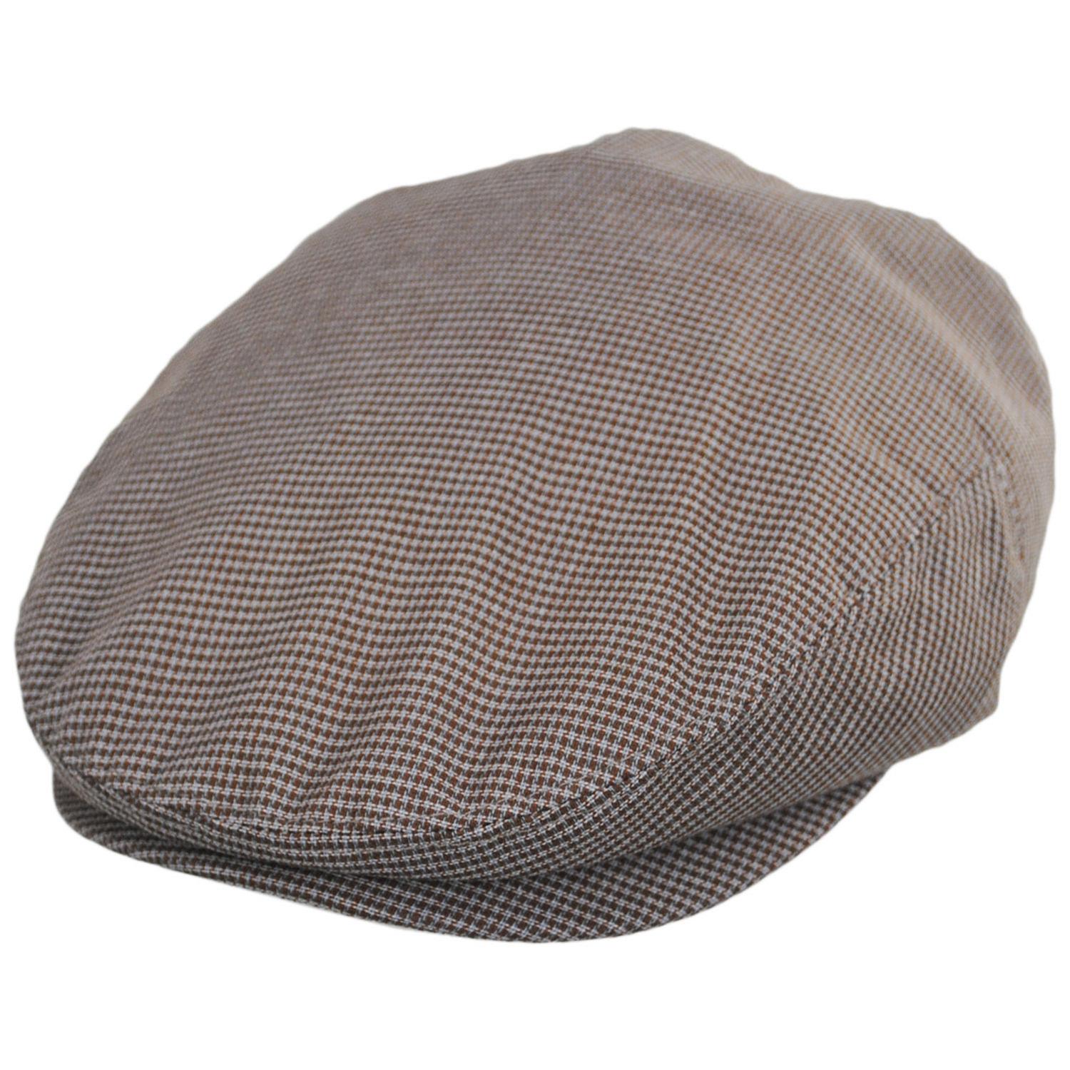Baskerville Hat Company | Tenby Cotton Mini Windowpane Ivy Cap | 167675 | lead | MOCHA