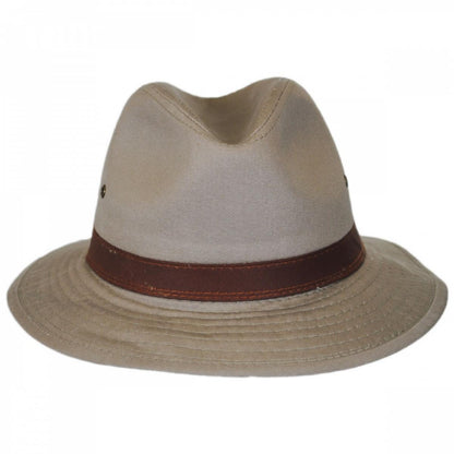 Dorfman Pacific | Packable Cotton Twill Safari Fedora Hat | 140215 | front | KHAKI