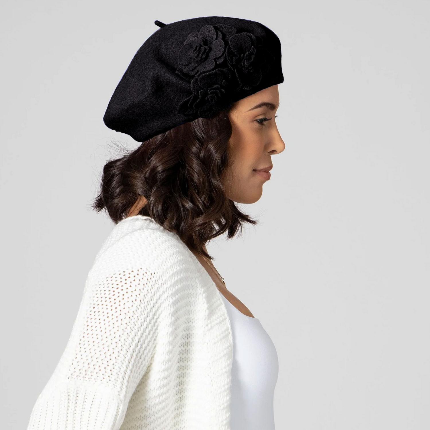 San Diego Hat Company | Fleur Wool Beret | 151613 | lsmone | BLACK
