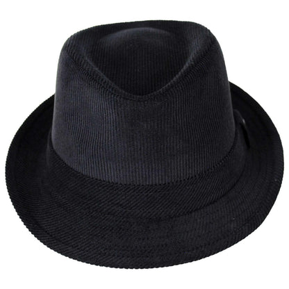 Jaxon Hats | Corduroy C-Crown Trilby Fedora Hat | 142307 | front | BLACK