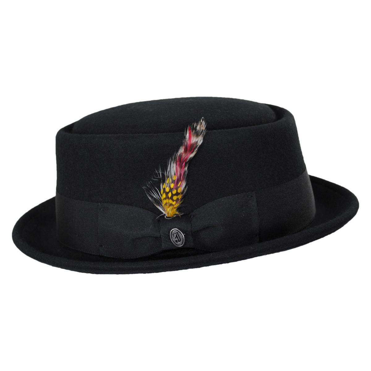 Jaxon Hats | Wholesale Crushable Wool Felt Pork Pie Hat B2B Pre-Pack | B2B135007 | profile | BLACK