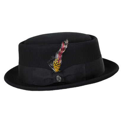 Jaxon Hats | Wholesale Crushable Wool Felt Pork Pie Hat B2B Pre-Pack | B2B135007 | profile | BLACK