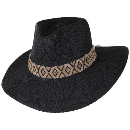 NIKKI BEACH | Zendaya Toyo Straw Fedora Hat | 102664 | lead | BLACK