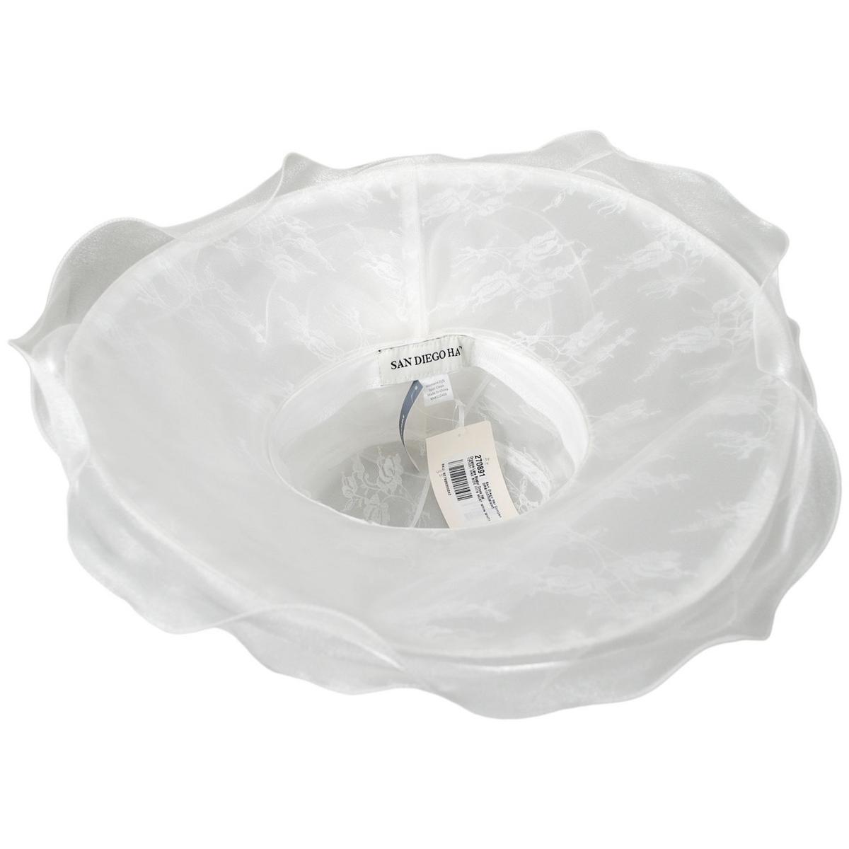 San Diego Hat Company | Organza Lace Boater Dress Hat | 121051 | under | WHITE