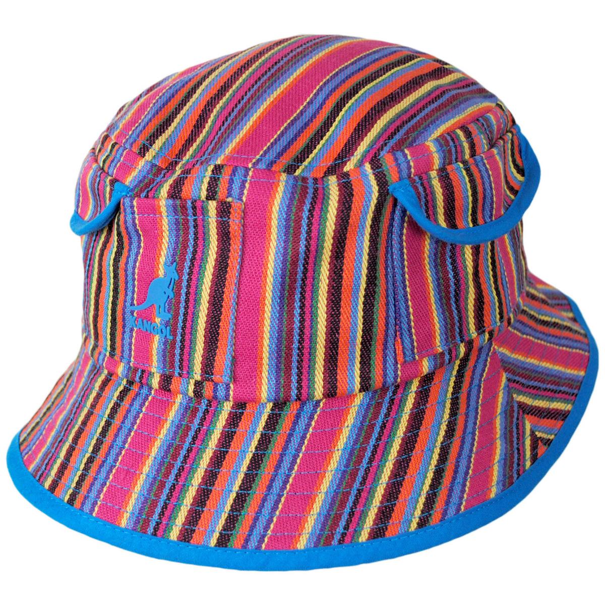 Kangol | Multi Color Stripe Polyester Blend Bucket Hat | 185824 | lead | RAINBOW MULTI