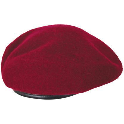 Village Hat Shop | Wool Military Beret with Lambskin Band | 151106 | lead | RED