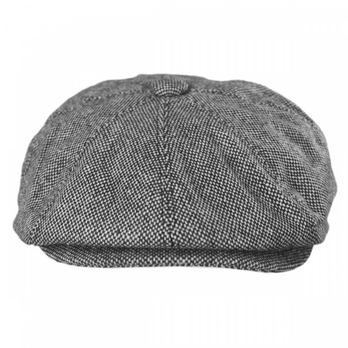 Jaxon Hats | Marl Tweed Wool Blend Newsboy Cap | 167787 | front | BLACK