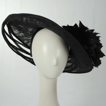 Lily & Taylor | Saturnalia Sinamay Straw Fascinator Hat | 124274 | front | BLACK