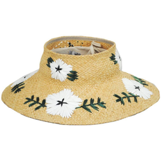 NIKKI BEACH | Fleur Raffia Straw Crownless Hat | 102685 | lead | NATURAL/WHITE