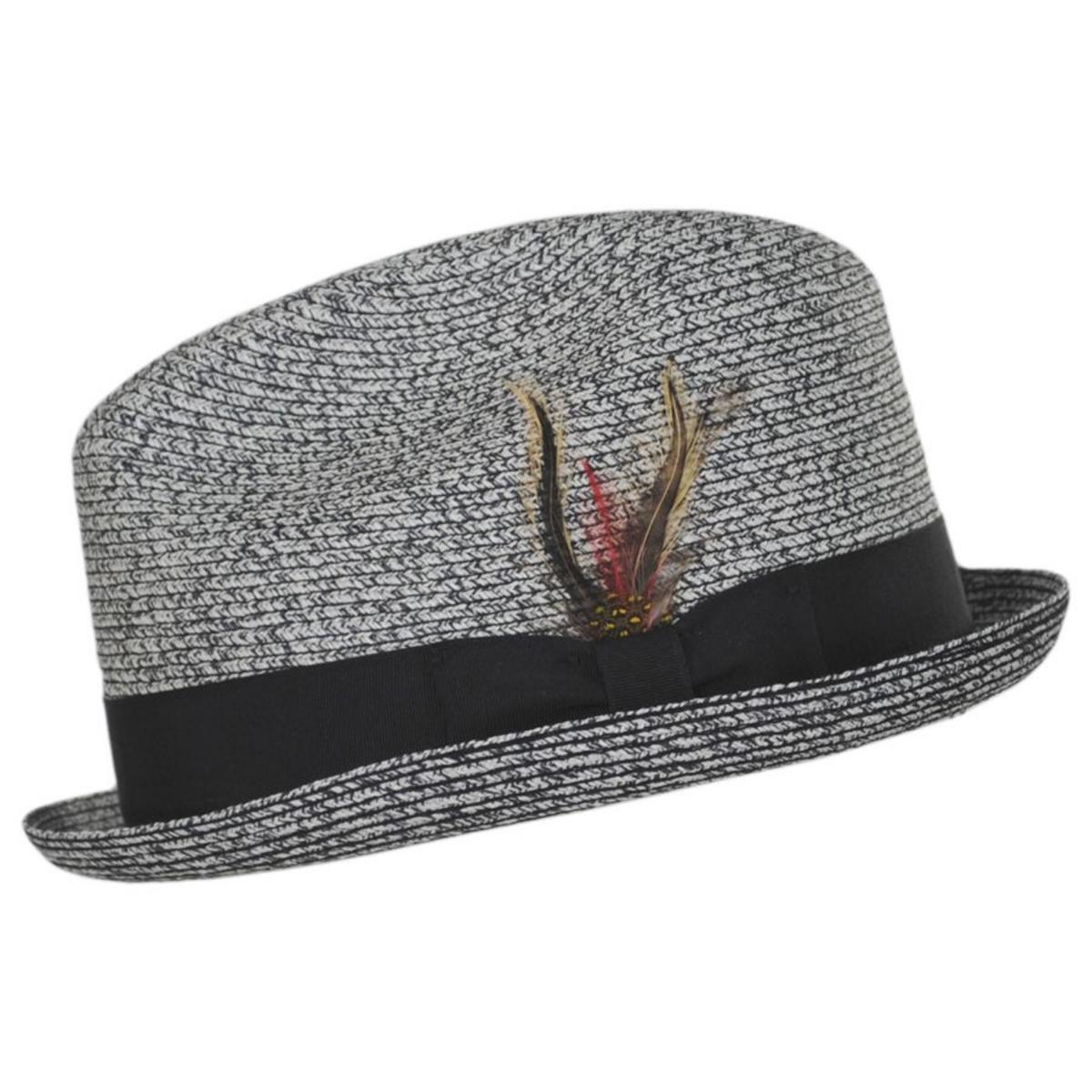 Capas Headwear | Soho Poly Braid Stingy Brim Fedora Hat | 126694 | profile | BLACK/WHITE