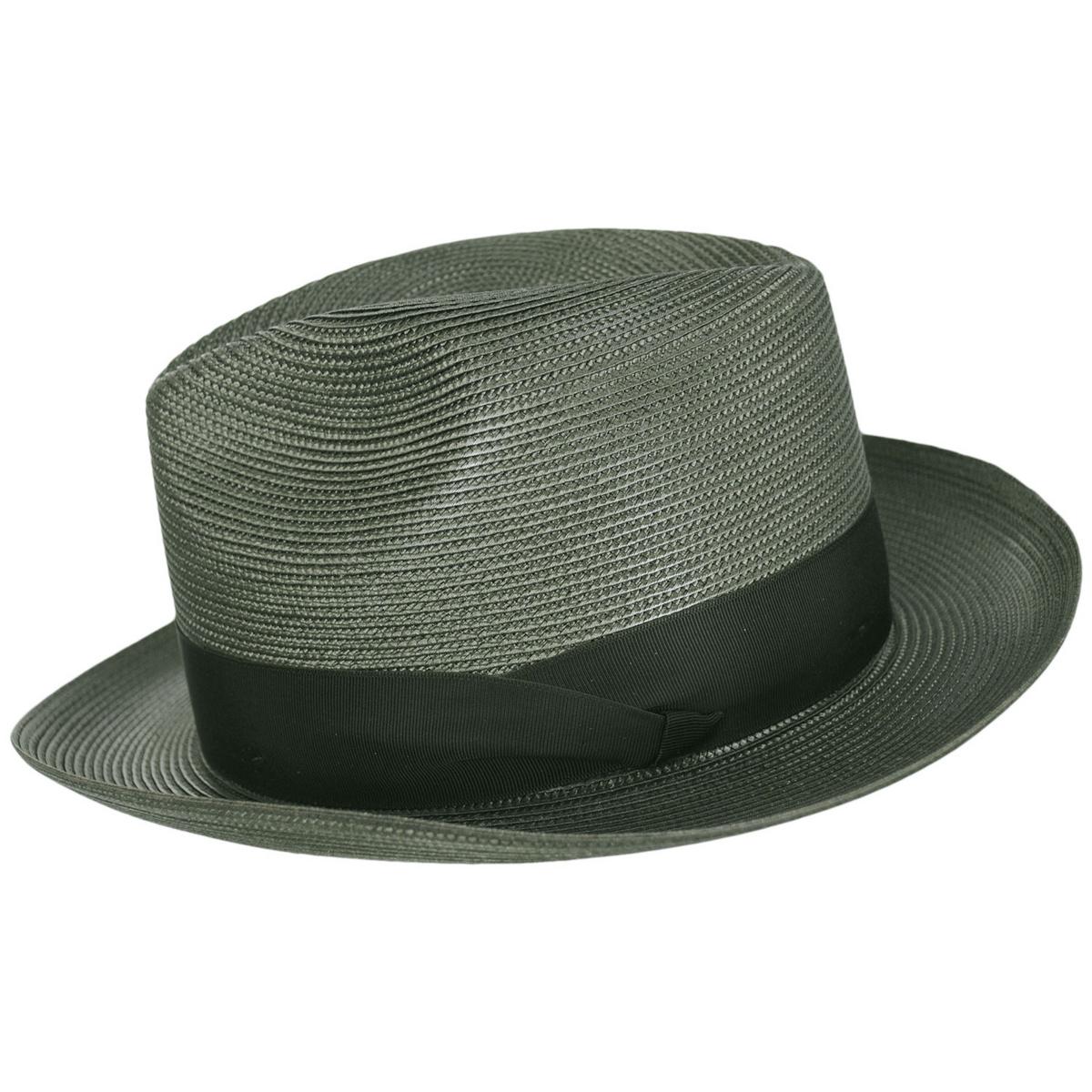 Dobbs | Rosebud Florentine Milan Poly Straw Fedora Hat | 127013 | profile | OLIVE