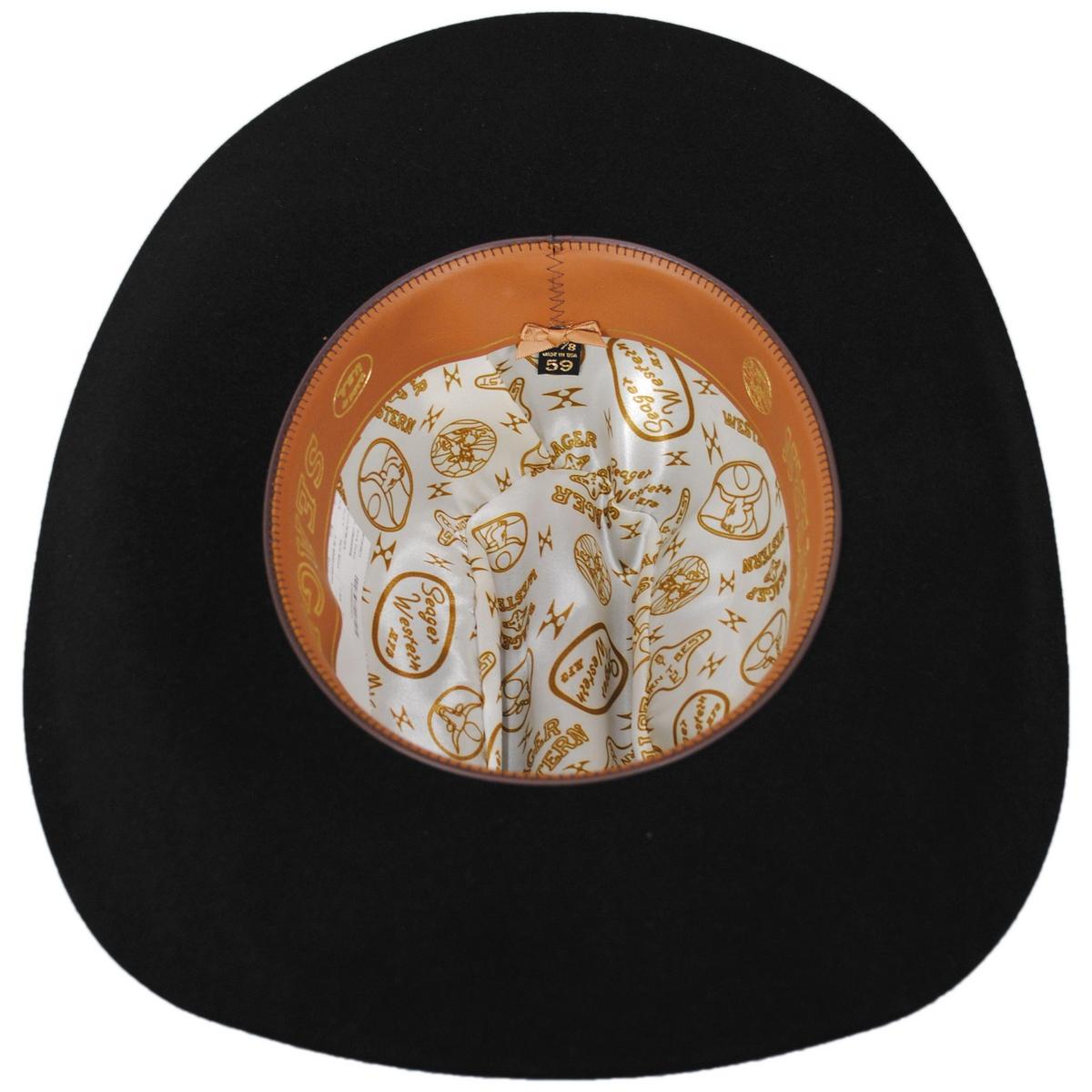 Seager | Longhorn 10X Fur Felt Western Hat | 136406 | under | BLACK