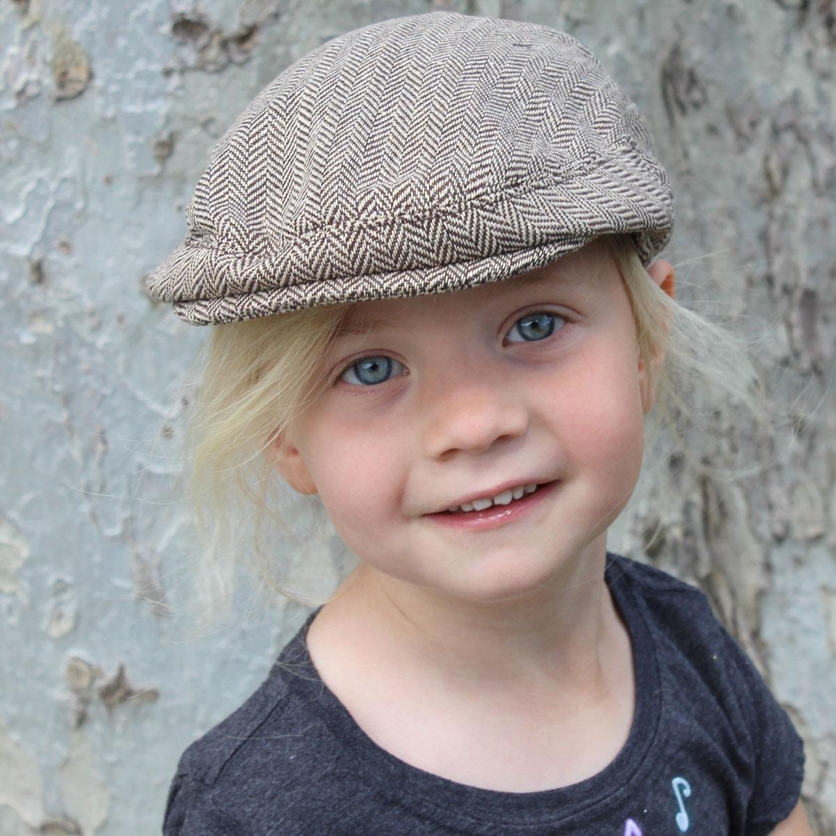 Jaxon Hats | Kid's Herringbone Wool Blend Ivy Cap | 512104 | lsfone | BROWN