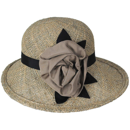 Kathy Jeanne | Ribbon Rosette Seagrass Straw Sun Hat | 100713 | profile | SEAGRASS