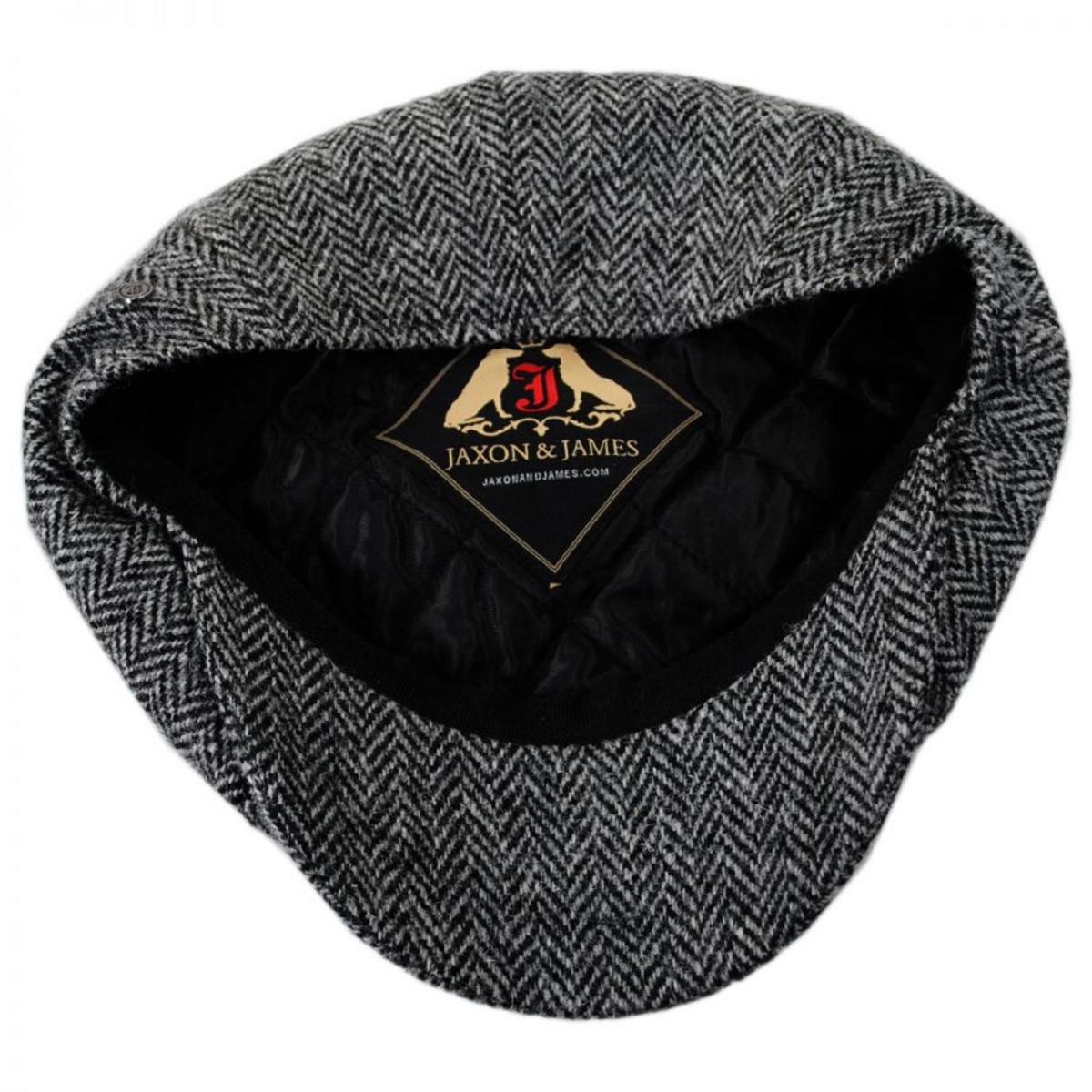 Jaxon & James | Castlebay Harris Tweed Wool Newsboy Cap | 170000 | under | BLACK/GREY