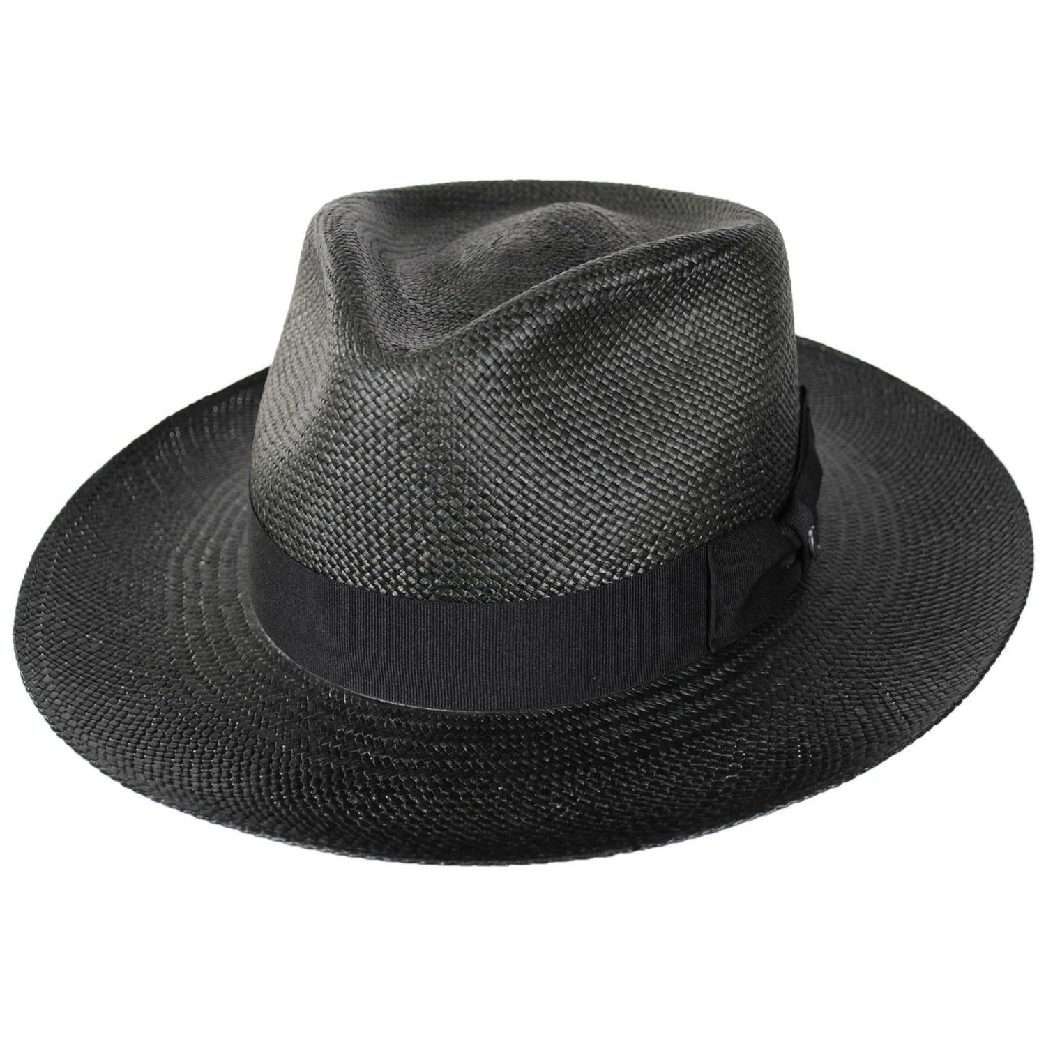 Jaxon Hats | Slicker Grade 8 Panama Straw Fedora Hat | 127151 | lead | BLACK
