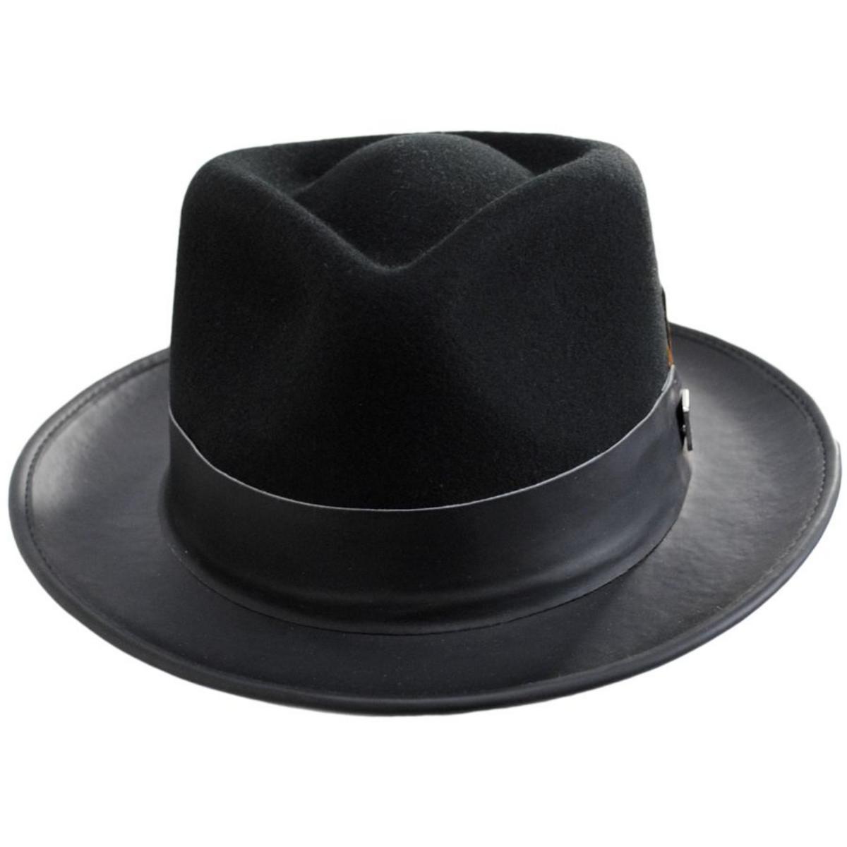 Stacy Adams | Provo Wool Felt Fedora Hat | 130551 | front | BLACK