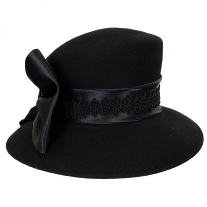 Satin Bow Slant Wool Felt Downbrim Hat - Made to Order
