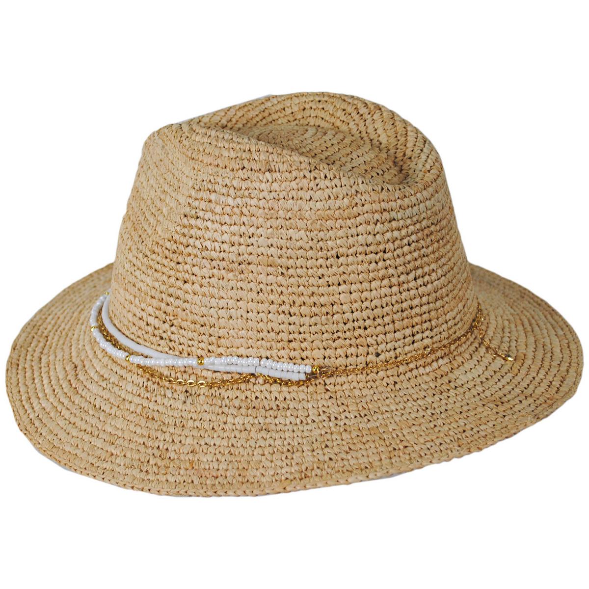 NIKKI BEACH | Arielle Raffia Straw Fedora Hat | 102658 | profile | NATURAL